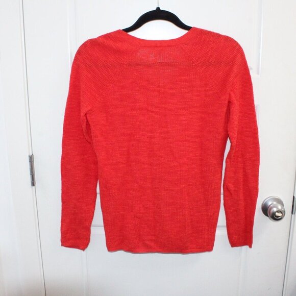 Eileen Fisher Size Small Organic Linen Blend Size Small Red Long Sleeve V neck - Picture 3 of 3